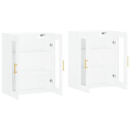 Wall Mounted Cabinets 2 pcs Engineered Wood Tube Gold White