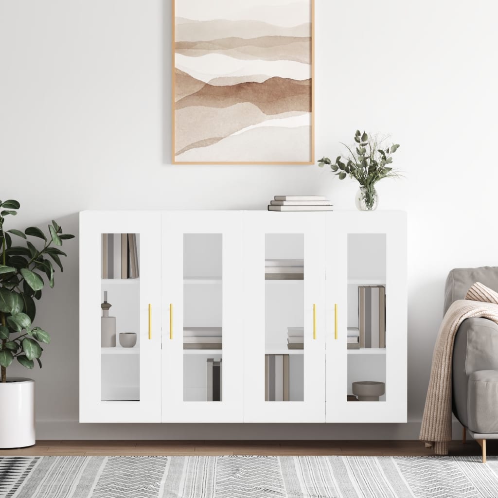 vidaXL Wall Mounted Cabinets 2 pcs White Engineered Wood 1