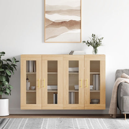 Wall Mounted Cabinets 2 pcs Engineered Wood Tube Gold Sonoma oak