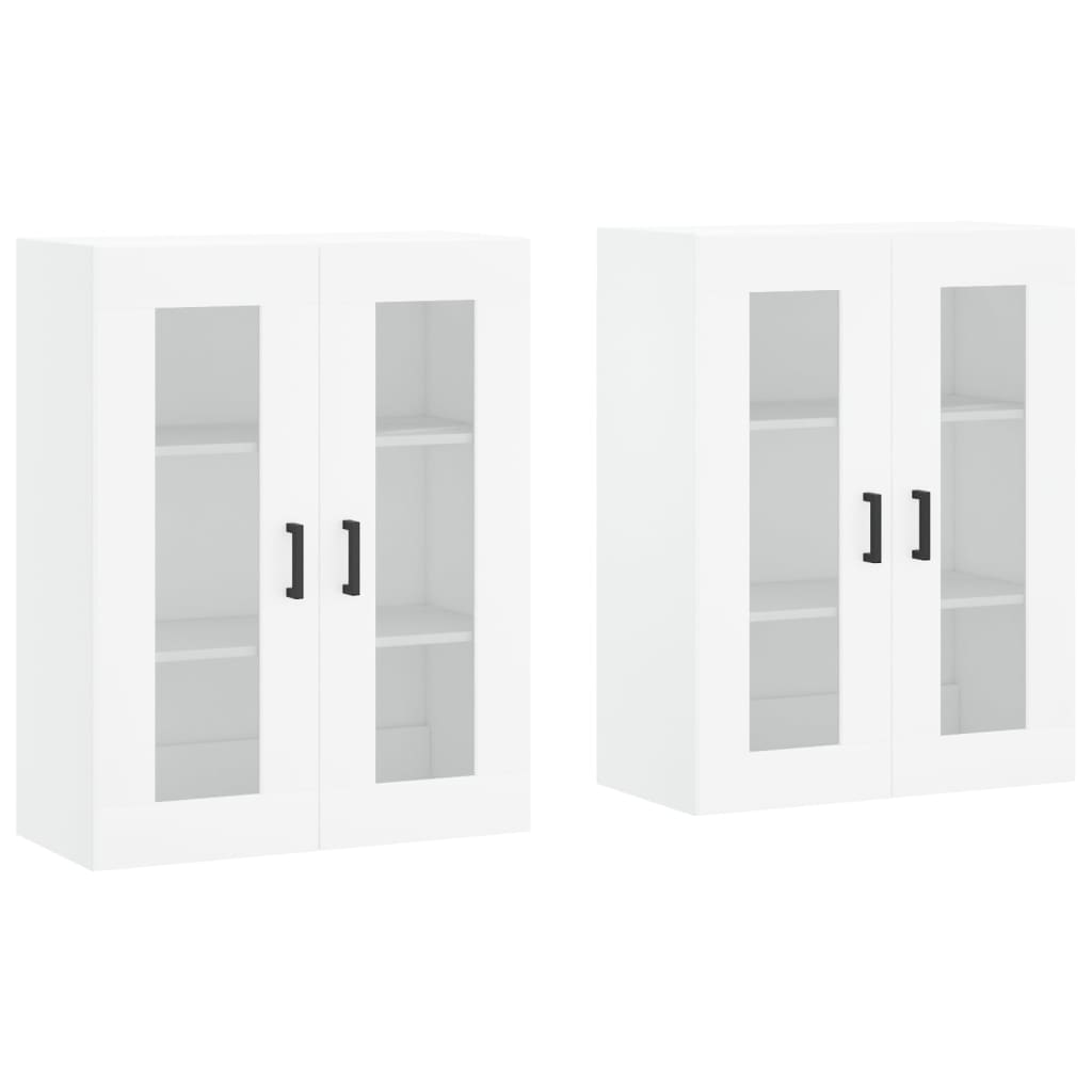 Wall Mounted Cabinets 2 pcs Engineered Wood U shape black White