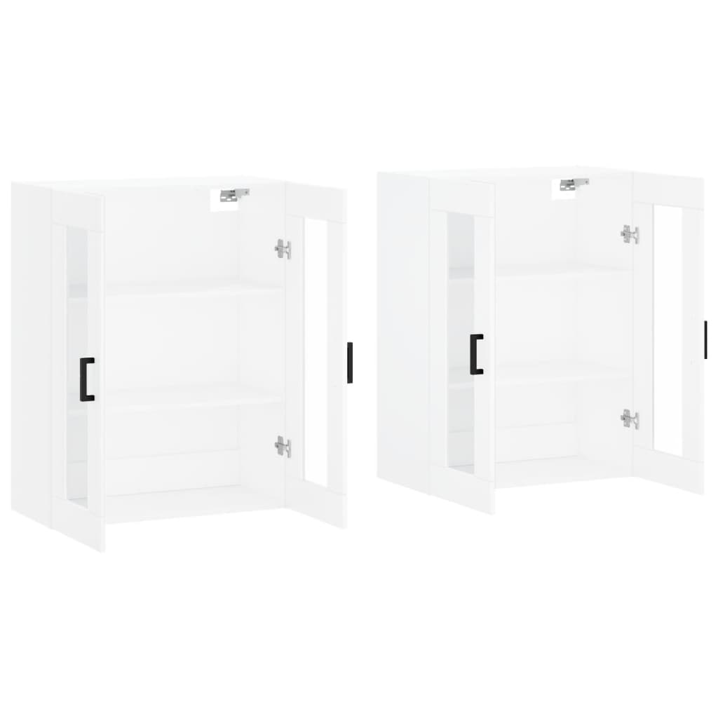 Wall Mounted Cabinets 2 pcs Engineered Wood U shape black White