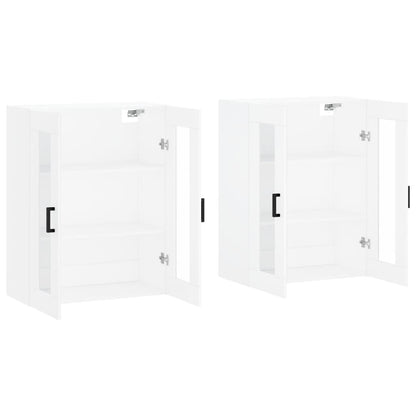 Wall Mounted Cabinets 2 pcs Engineered Wood U shape black White