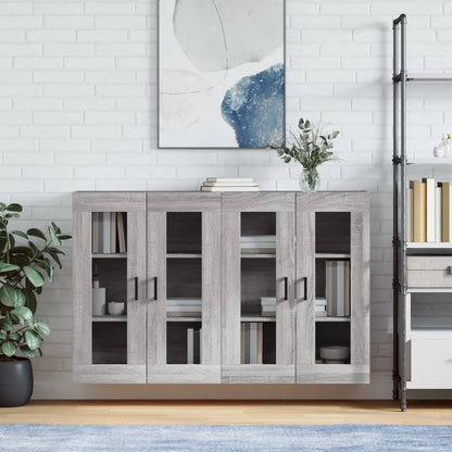 vidaXL Wall Mounted Cabinets 2 pcs Engineered Wood U Shape Black