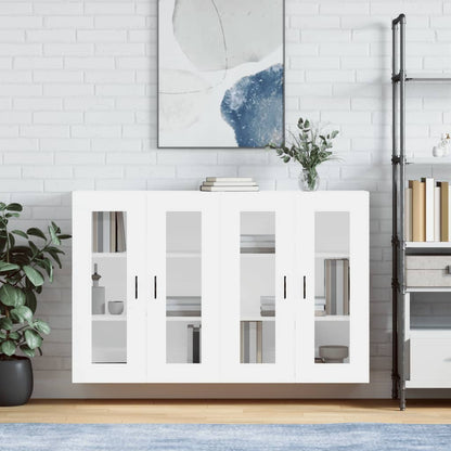 Wall Mounted Cabinets 2 pcs Engineered Wood Groove Black White