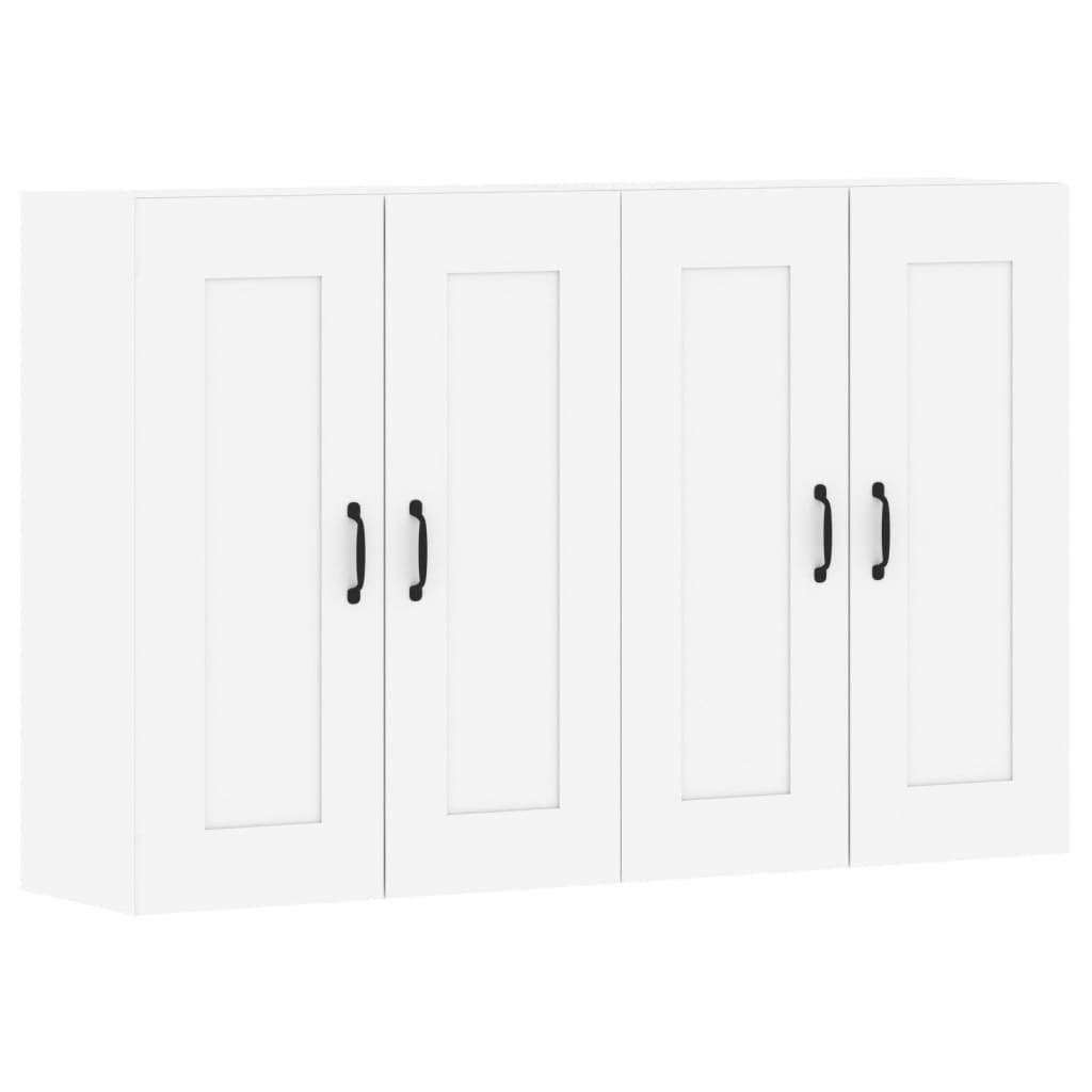 Wall Mounted Cabinets 2 pcs Engineered Wood Metal Black White