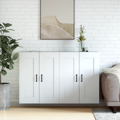 Wall Mounted Cabinets 2 pcs Engineered Wood Metal Black White