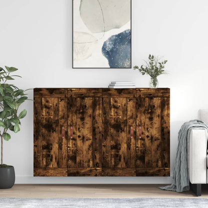 Wall Mounted Cabinets 2 pcs Engineered Wood Leather Smoked oak