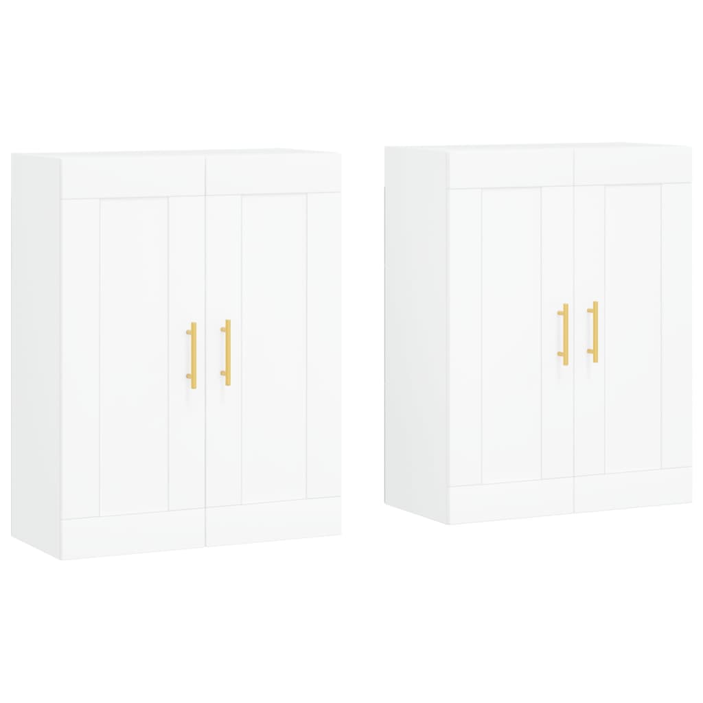 Wall Mounted Cabinets 2 pcs Engineered Wood Tube Gold White