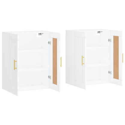 Wall Mounted Cabinets 2 pcs Engineered Wood Tube Gold White