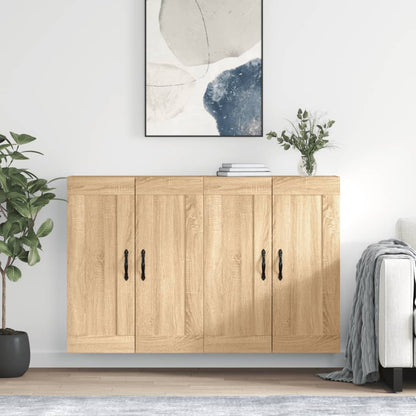 Wall Mounted Cabinets 2 pcs Engineered Wood Leaf Black Sonoma oak