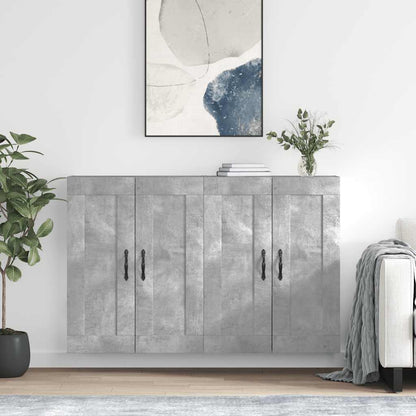 Wall Mounted Cabinets 2 pcs Engineered Wood Leaf Black Concrete grey