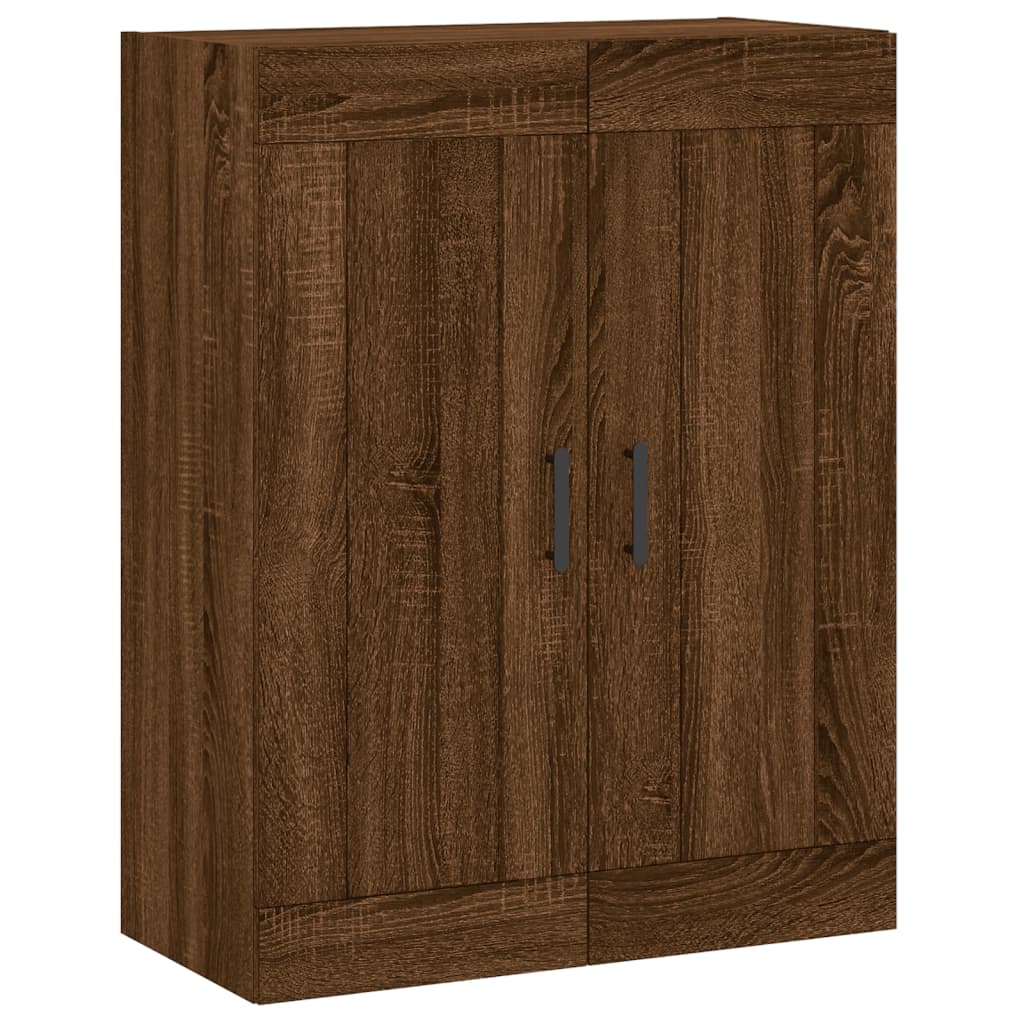 Wall Mounted Cabinets 2 pcs Engineered Wood Round Black Brown oak