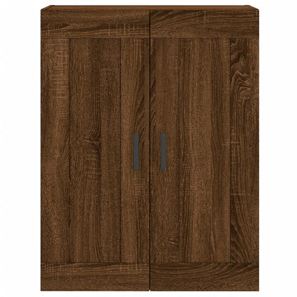 Wall Mounted Cabinets 2 pcs Engineered Wood Round Black Brown oak