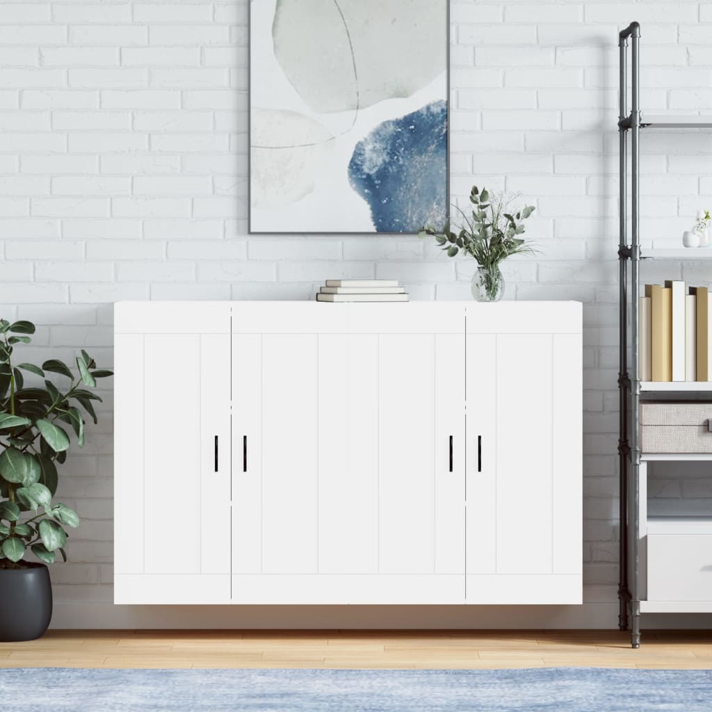 Wall Mounted Cabinets 2 pcs Engineered Wood Groove Black White