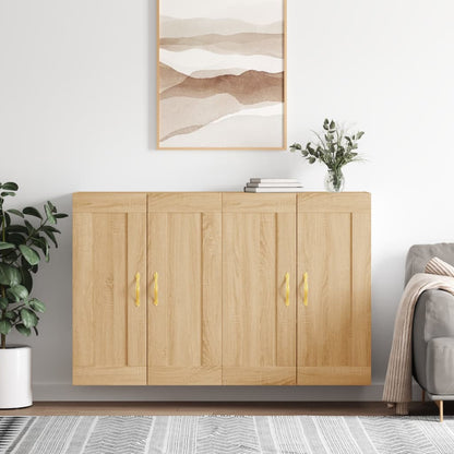 Wall Mounted Cabinets 2 pcs Engineered Wood Leaf Gold Sonoma oak