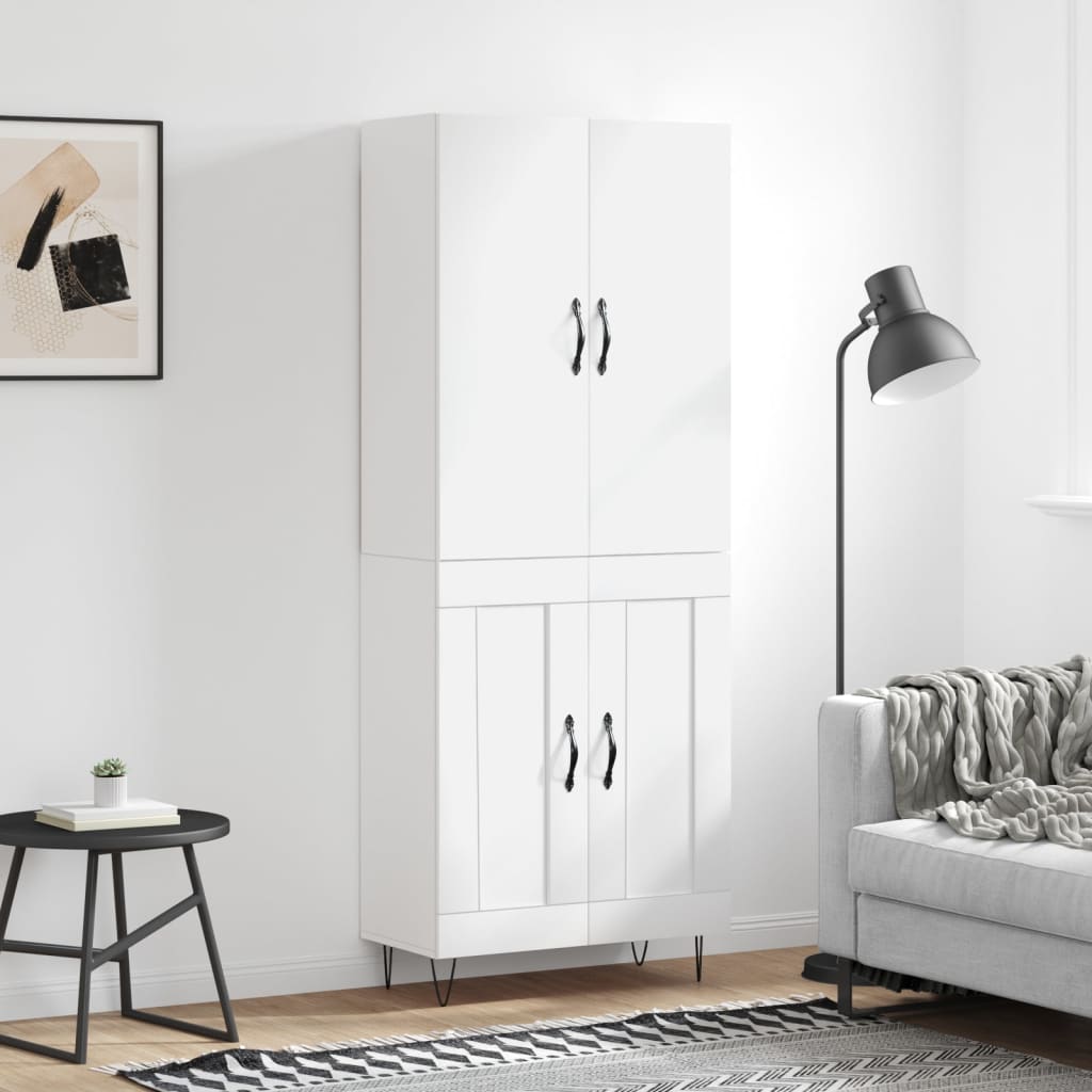 Highboard 69.5x34x180 cm Engineered Wood 2 Wood Doors White