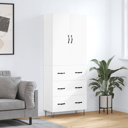 Highboard 69.5x34x180 cm Engineered Wood 3 Drawers White