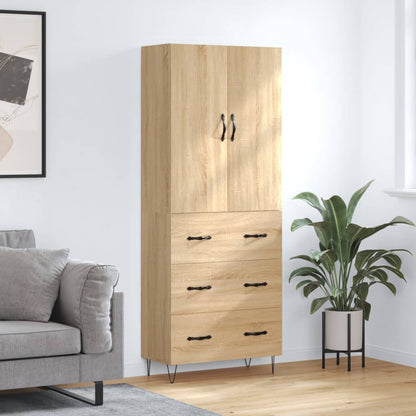 Highboard 69.5x34x180 cm Engineered Wood 3 Drawers Sonoma oak