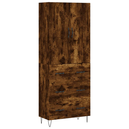 Highboard 69.5x34x180 cm Engineered Wood 3 Drawers Smoked oak