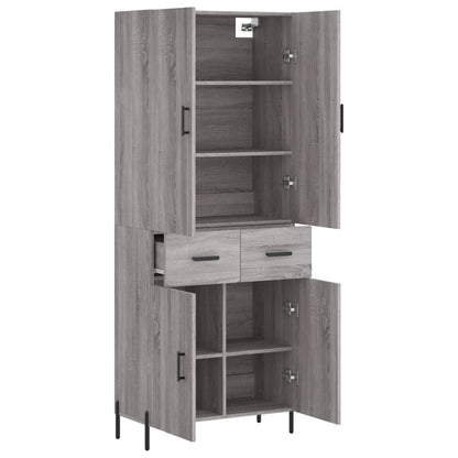 Highboard 69,5x34x180 cm Engineered Wood 2 doors 2 drawers Grey sonoma