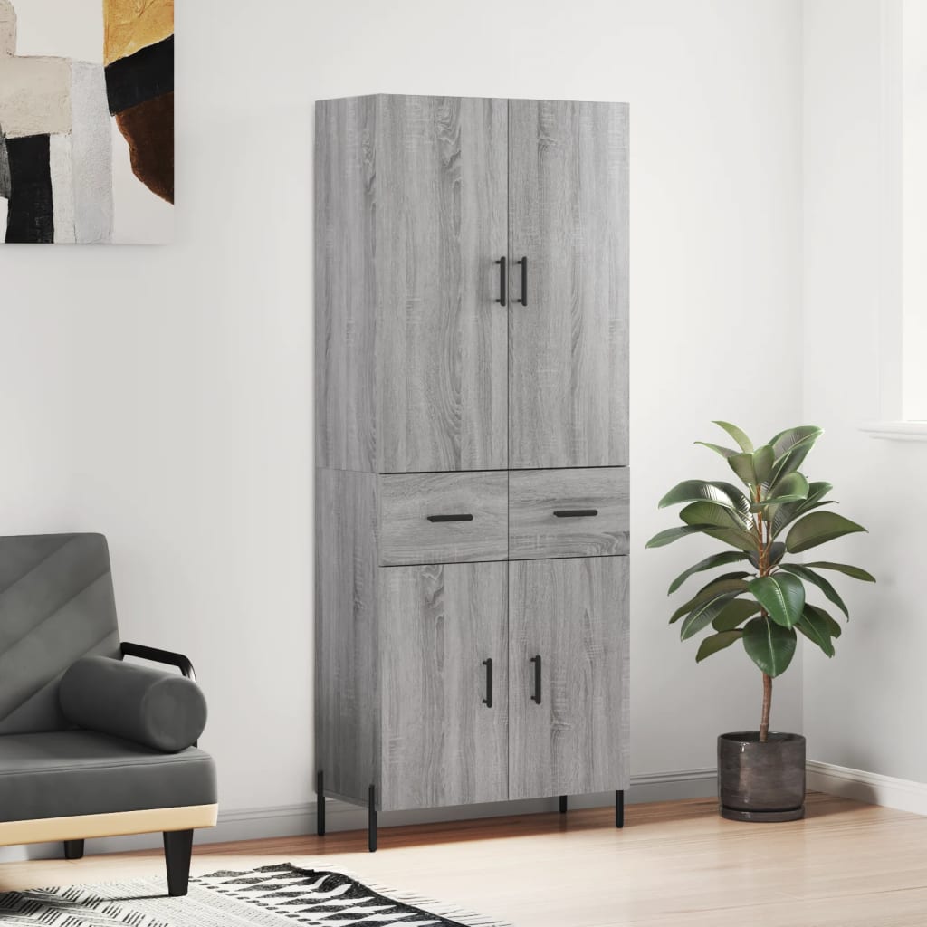 Highboard 69,5x34x180 cm Engineered Wood 2 doors 2 drawers Grey sonoma