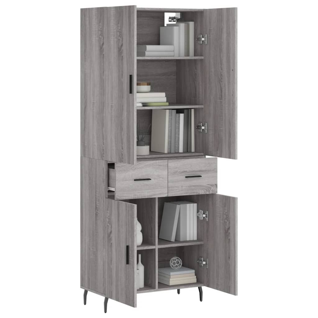 vidaXL Highboard Grey Sonoma 69.5x34x180 cm Engineered Wood 3