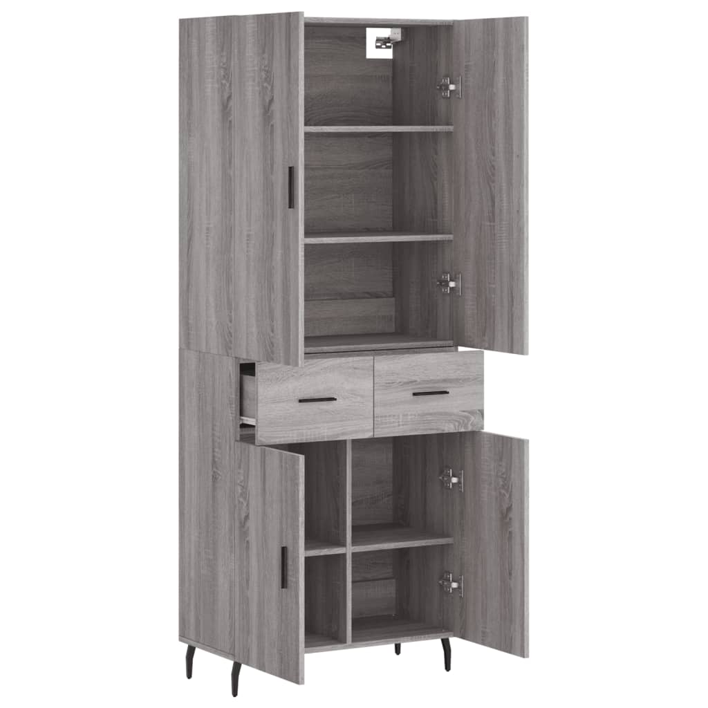 vidaXL Highboard Grey Sonoma 69.5x34x180 cm Engineered Wood 4