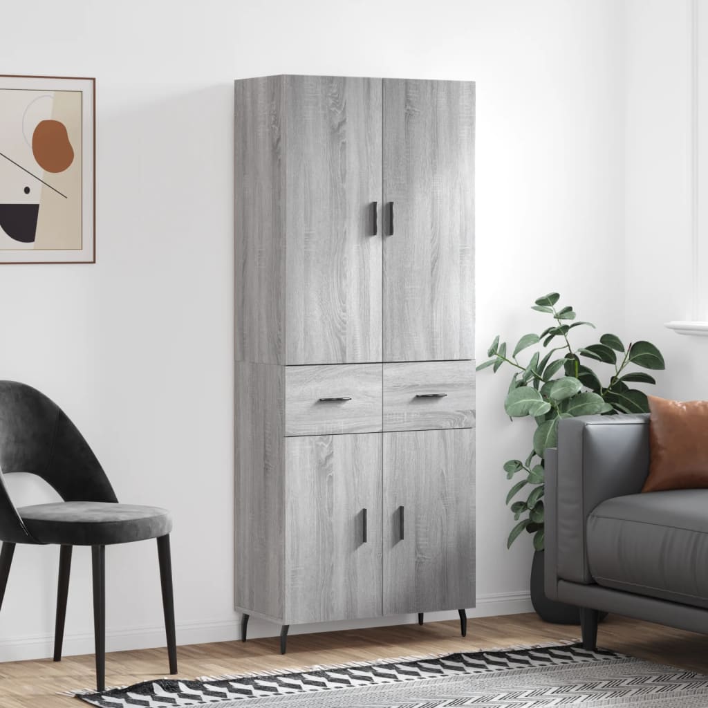 vidaXL Highboard Grey Sonoma 69.5x34x180 cm Engineered Wood 1