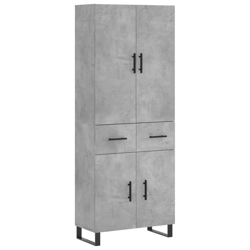 vidaXL Highboard Concrete Grey 69.5x34x180 cm Engineered Wood 2