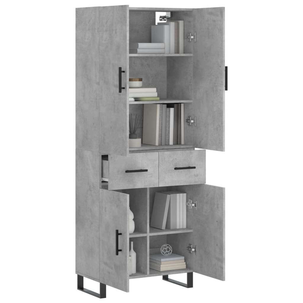 vidaXL Highboard Concrete Grey 69.5x34x180 cm Engineered Wood 3