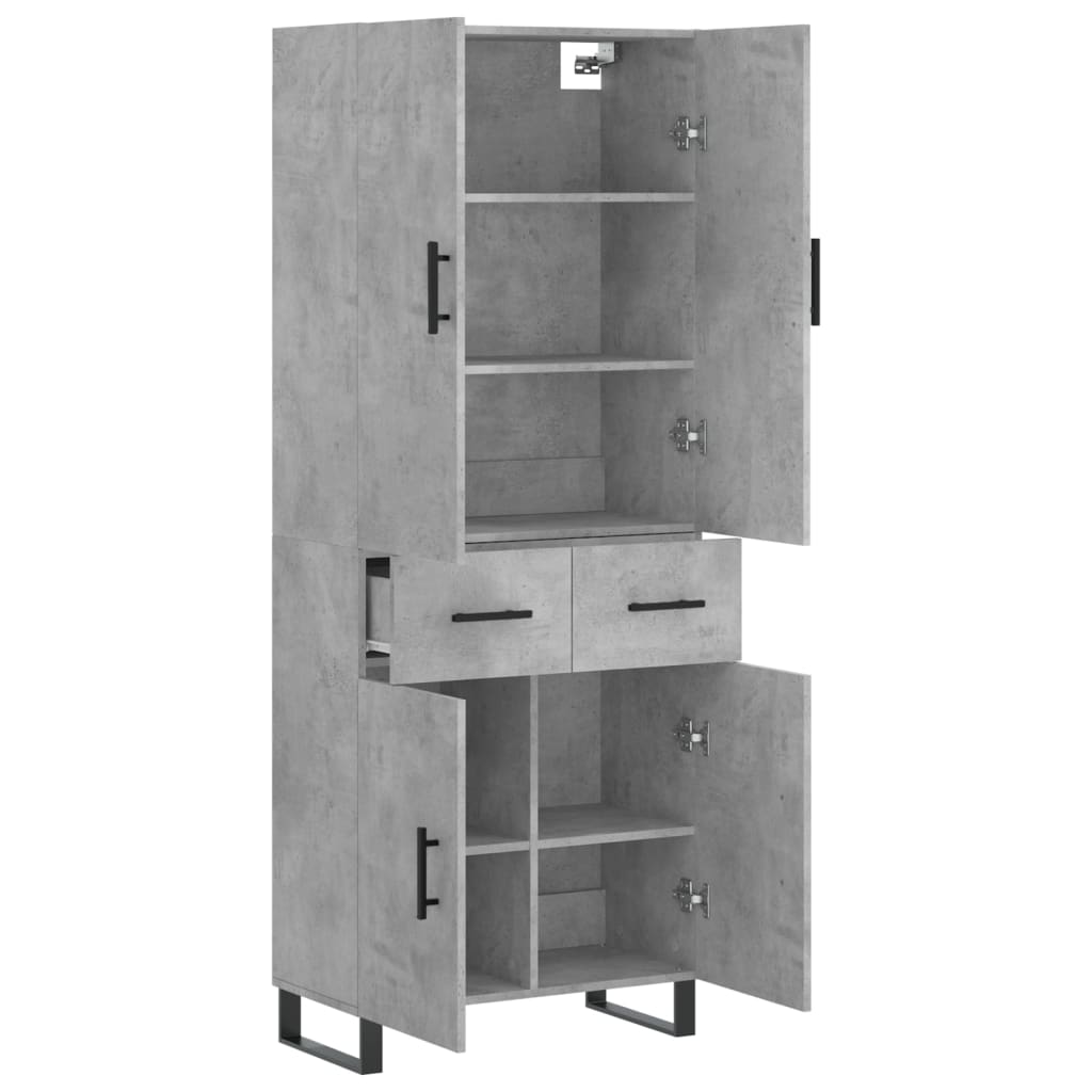 vidaXL Highboard Concrete Grey 69.5x34x180 cm Engineered Wood 4