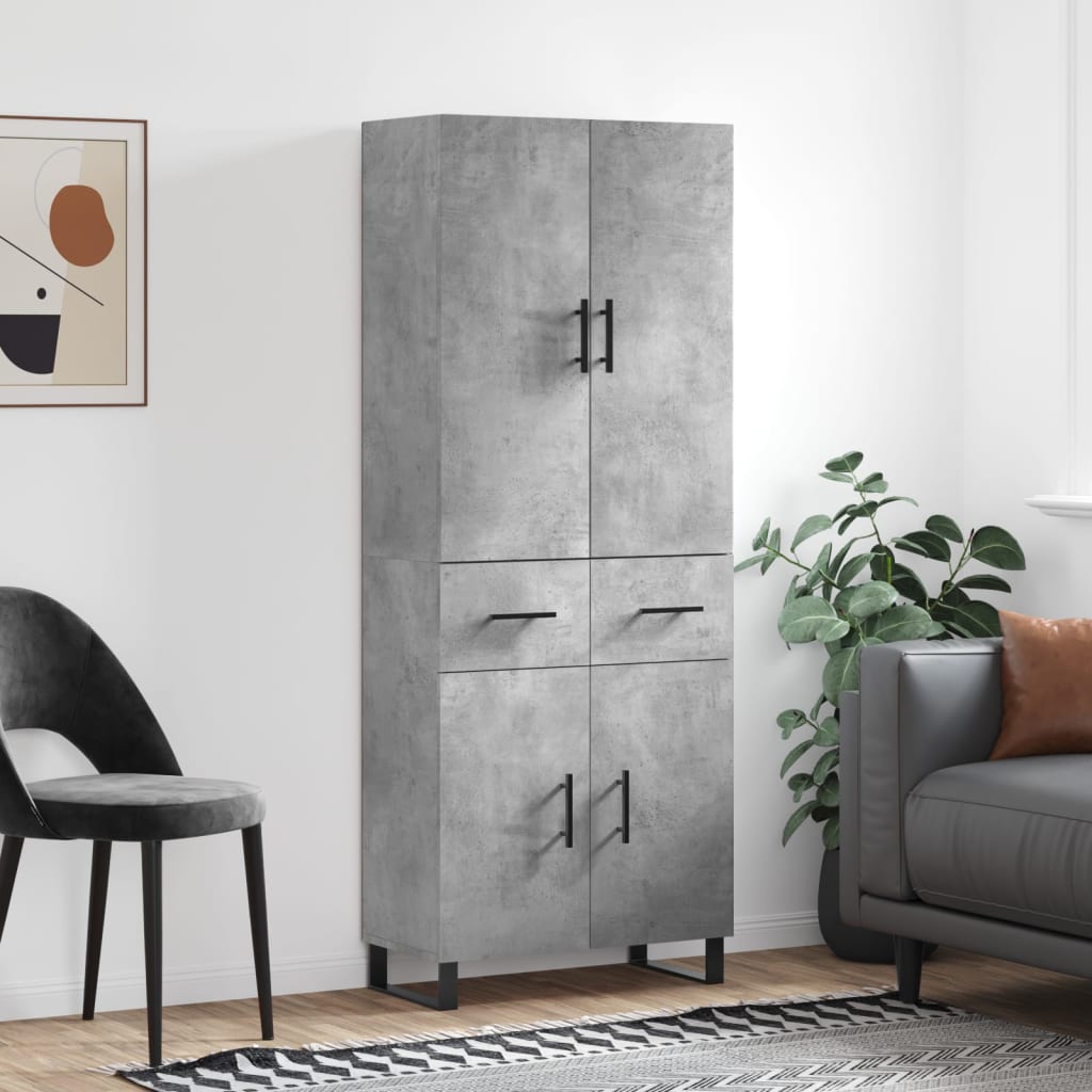 vidaXL Highboard Concrete Grey 69.5x34x180 cm Engineered Wood 1