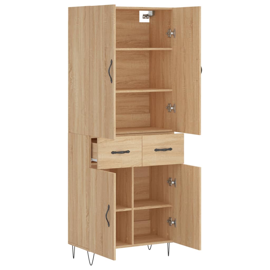 vidaXL Highboard Sonoma Oak 69,5x34x180 cm Engineered Wood 4
