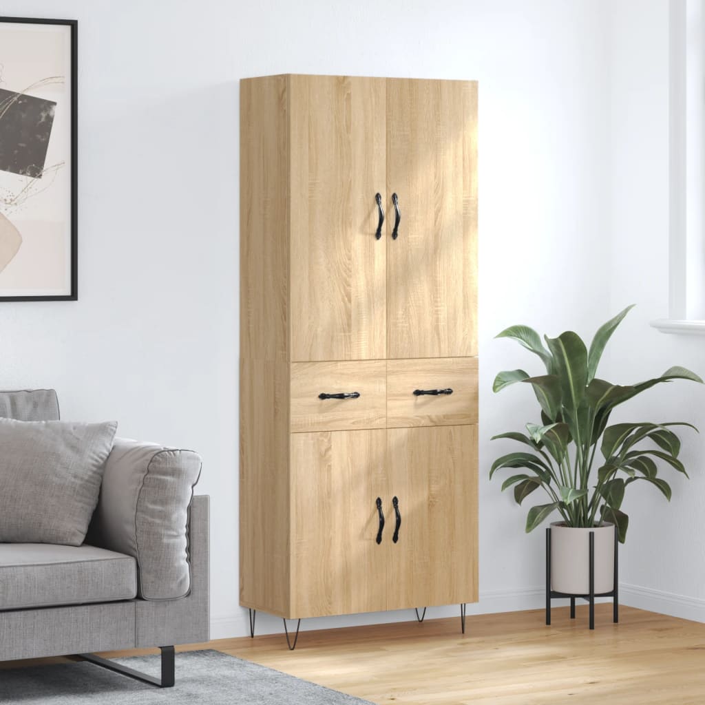 vidaXL Highboard Sonoma Oak 69,5x34x180 cm Engineered Wood 1
