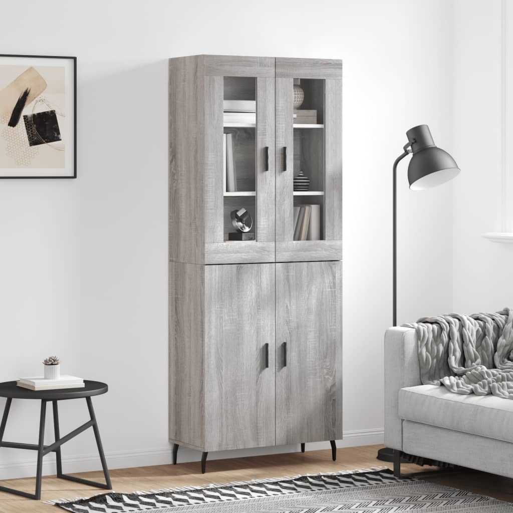 Highboard 69.5x34x180 cm Engineered Wood 2 Doors Grey sonoma