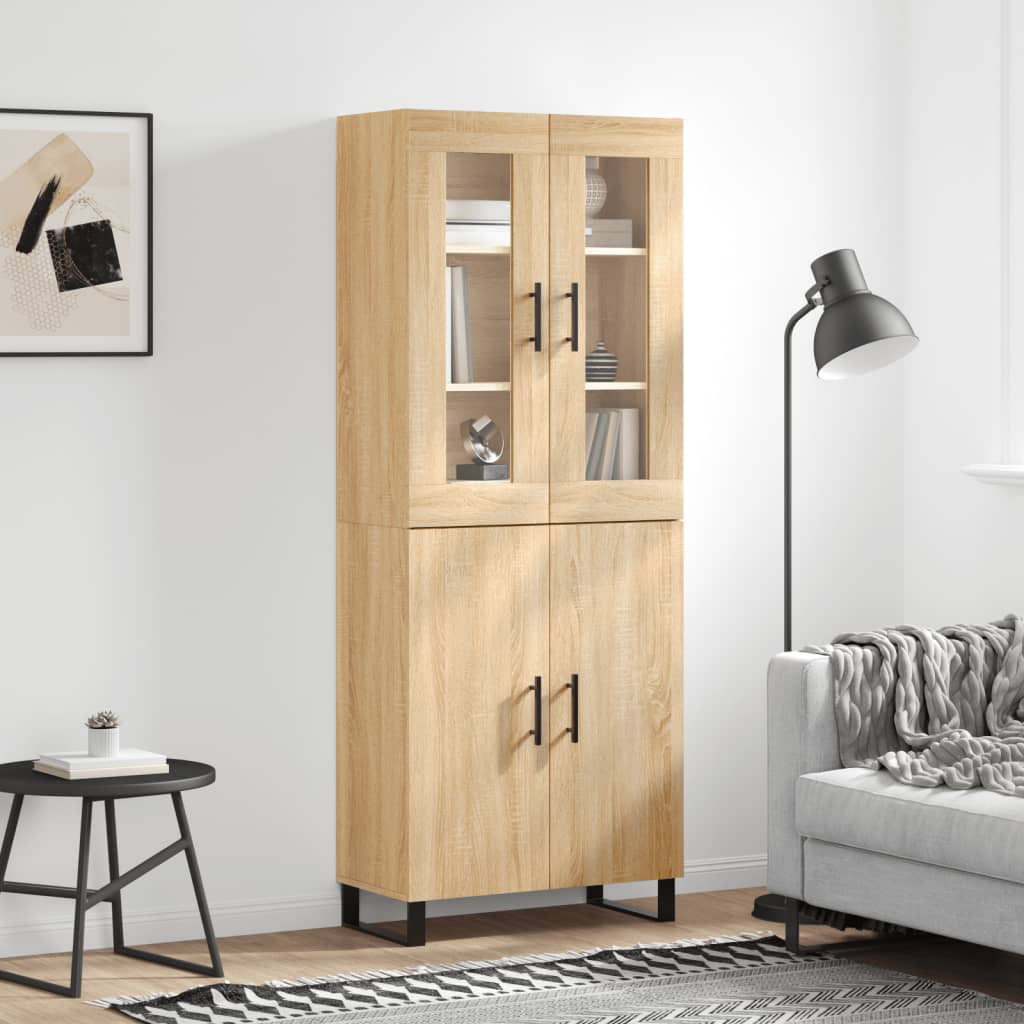 Highboard 69.5x34x180 cm Engineered Wood 2 Doors Sonoma oak