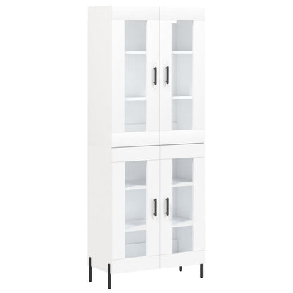Highboard 69.5x34x180 cm Engineered Wood 2 Glass Doors White