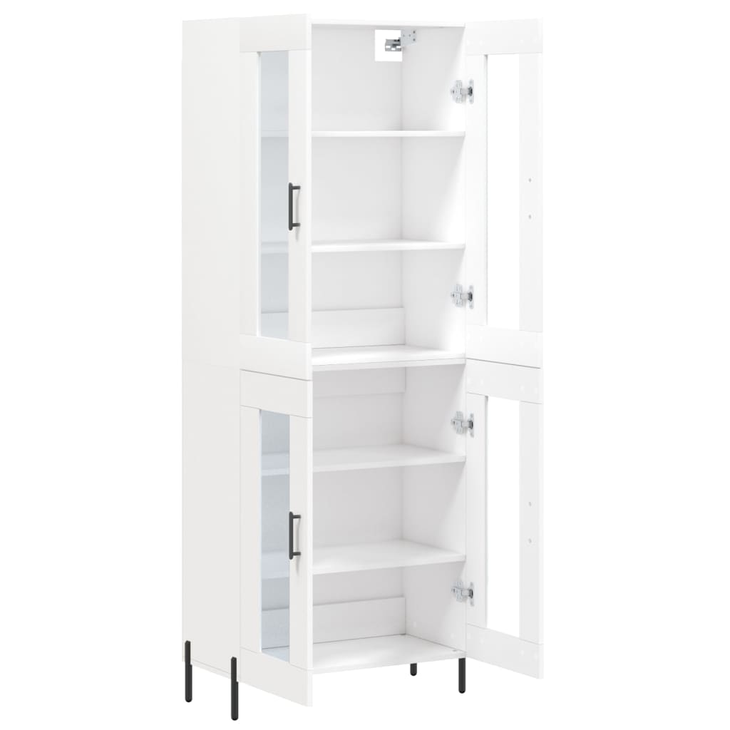 Highboard 69.5x34x180 cm Engineered Wood 2 Glass Doors White