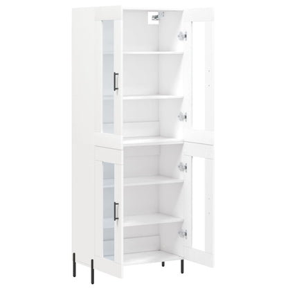 Highboard 69.5x34x180 cm Engineered Wood 2 Glass Doors White