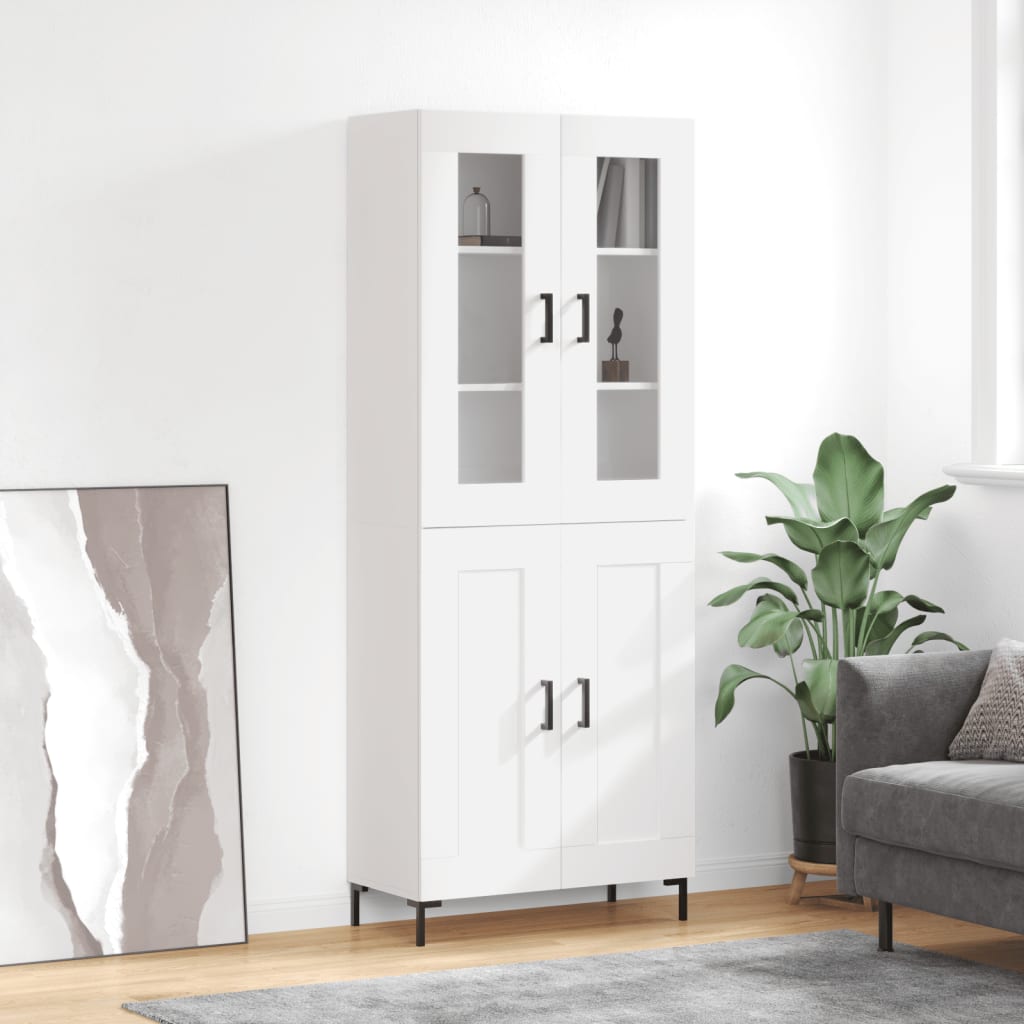 Highboard 69.5x34x180 cm Engineered Wood 2 Wood Doors White