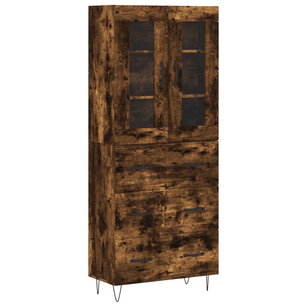Highboard 69.5x34x180 cm Engineered Wood 3 Drawers Smoked oak