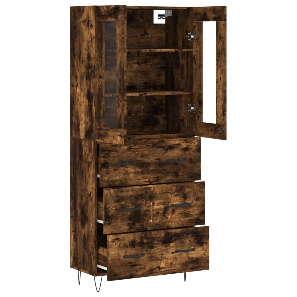 Highboard 69.5x34x180 cm Engineered Wood 3 Drawers Smoked oak