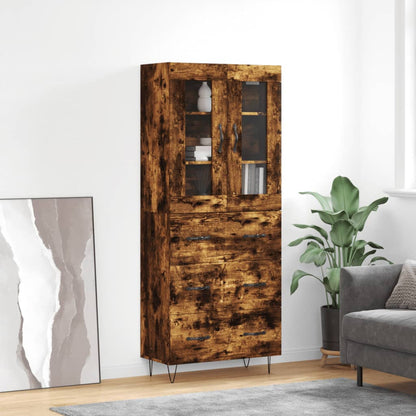Highboard 69.5x34x180 cm Engineered Wood 3 Drawers Smoked oak
