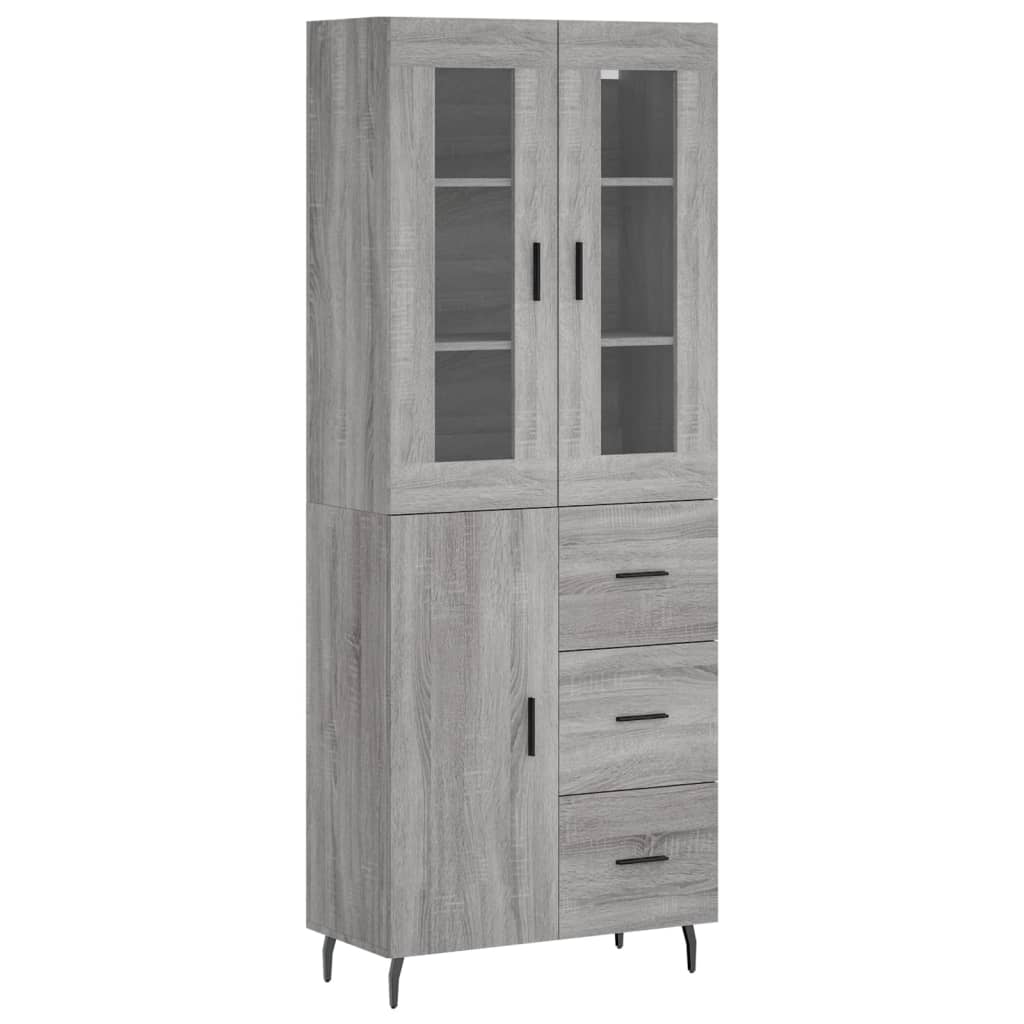 vidaXL Highboard Grey Sonoma 69.5x34x180 cm Engineered Wood 2