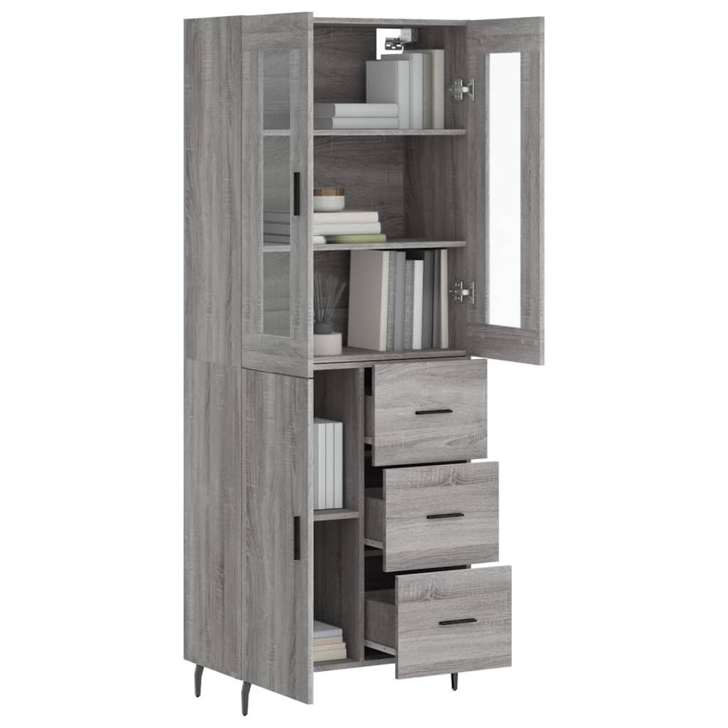 vidaXL Highboard Grey Sonoma 69.5x34x180 cm Engineered Wood 3
