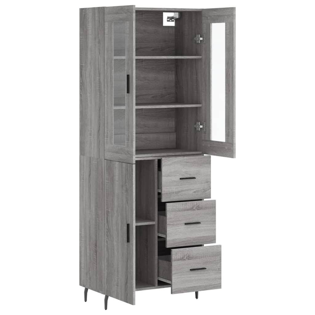 vidaXL Highboard Grey Sonoma 69.5x34x180 cm Engineered Wood 4
