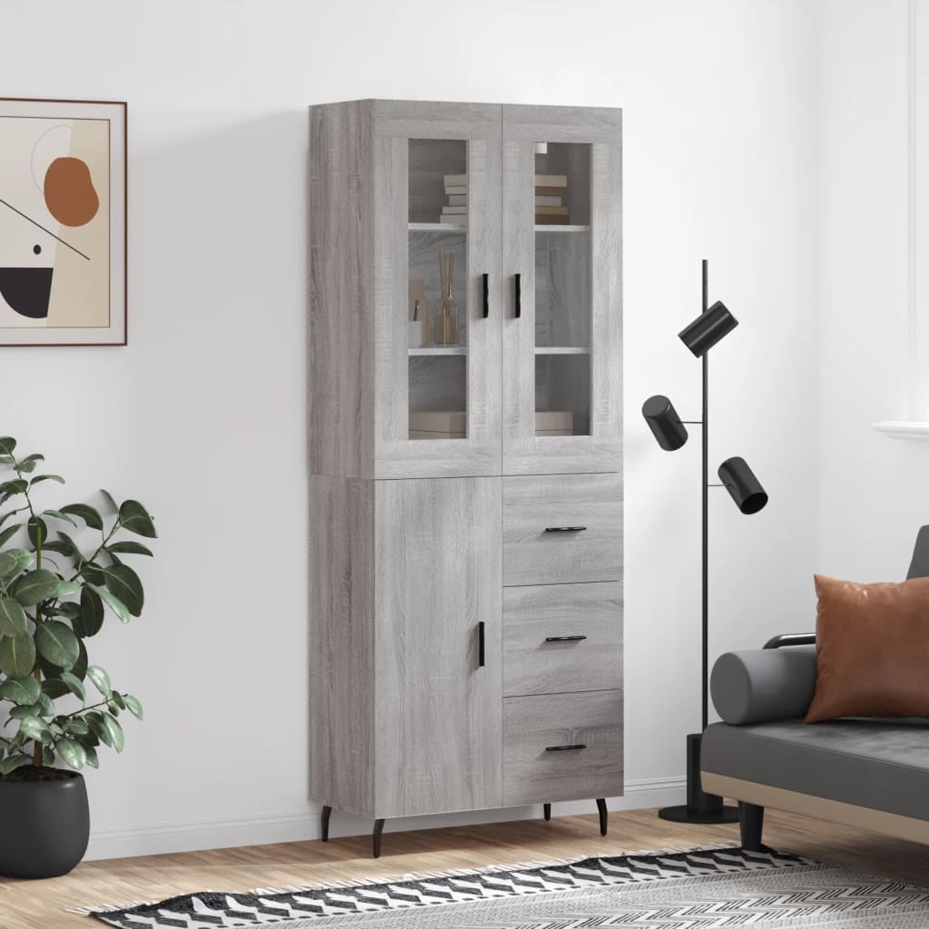 vidaXL Highboard Grey Sonoma 69.5x34x180 cm Engineered Wood 1