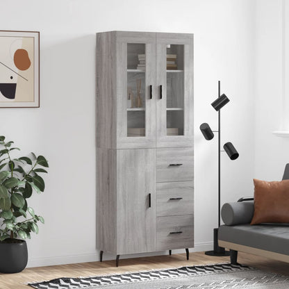vidaXL Highboard Grey Sonoma 69.5x34x180 cm Engineered Wood 1