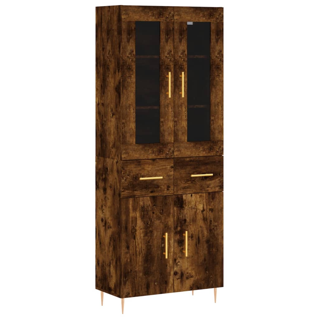 vidaXL Highboard Smoked Oak 69,5x34x180 cm Engineered Wood 2