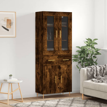 vidaXL Highboard Smoked Oak 69,5x34x180 cm Engineered Wood 1